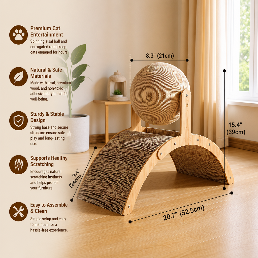 Interactive Ferris Wheel Cat Scratcher with Spinning Jute Ball