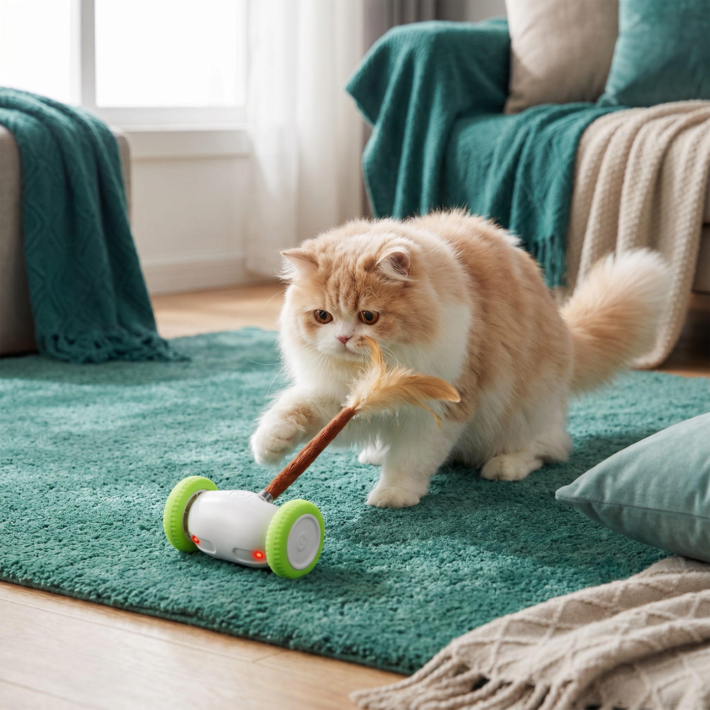 Self-Moving Feather Cat Teaser Toy