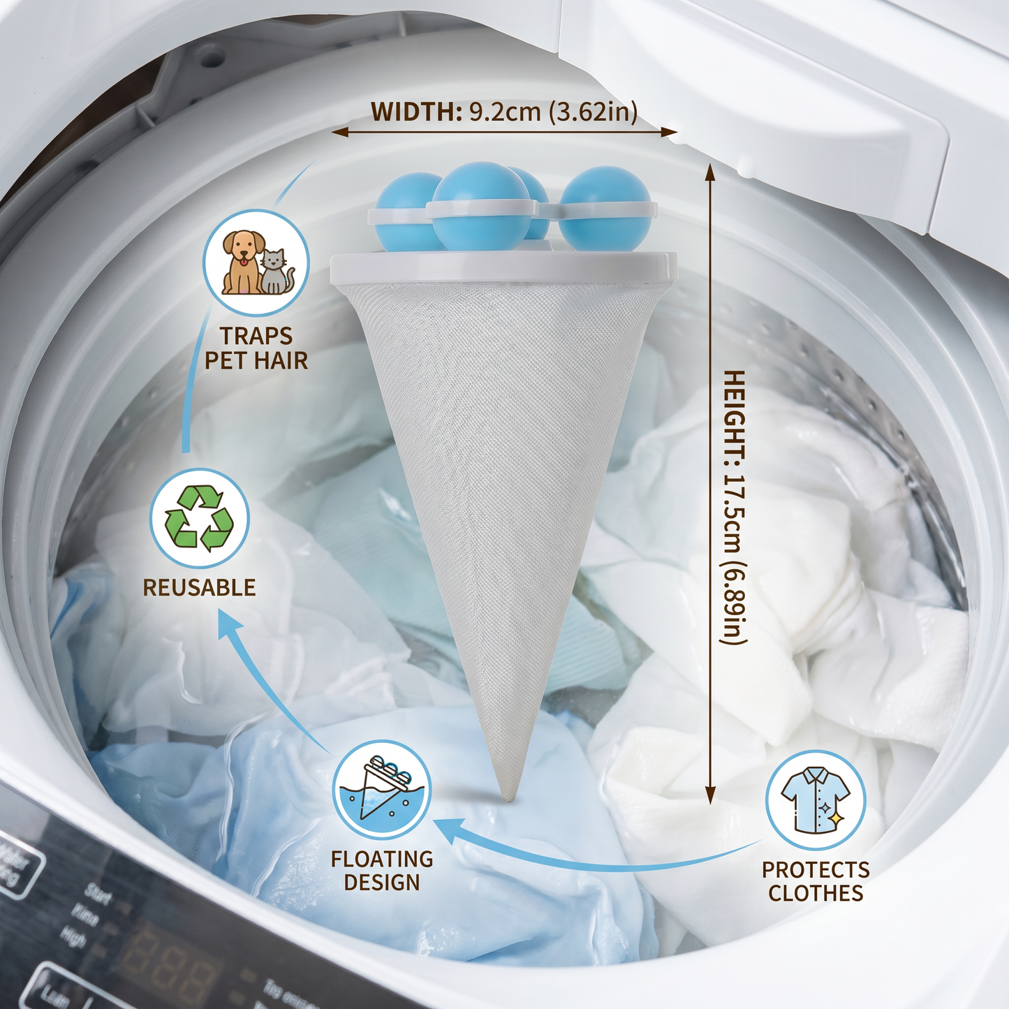 Pet Hair Laundry Filter for Washing Machines – Reusable Hair Catcher Bag