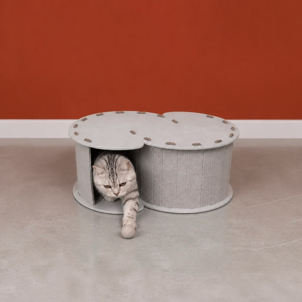 2-in-1 Interactive Play Cat Bed & Scratcher Hideaway