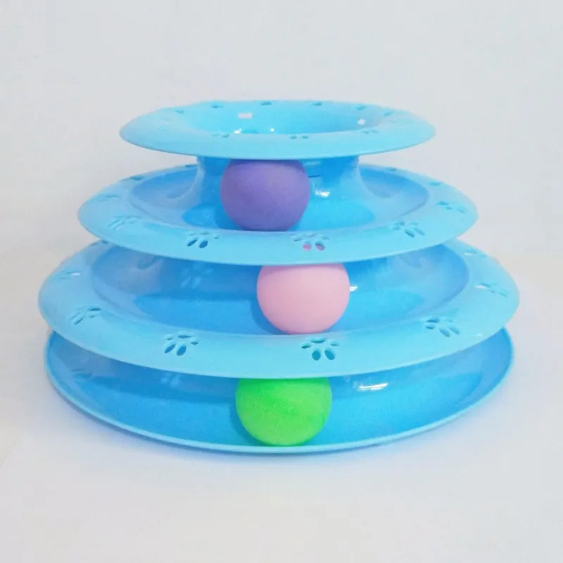 Interactive Cat Toy - 3 - Stage Play Pyramid with Colourful Balls
