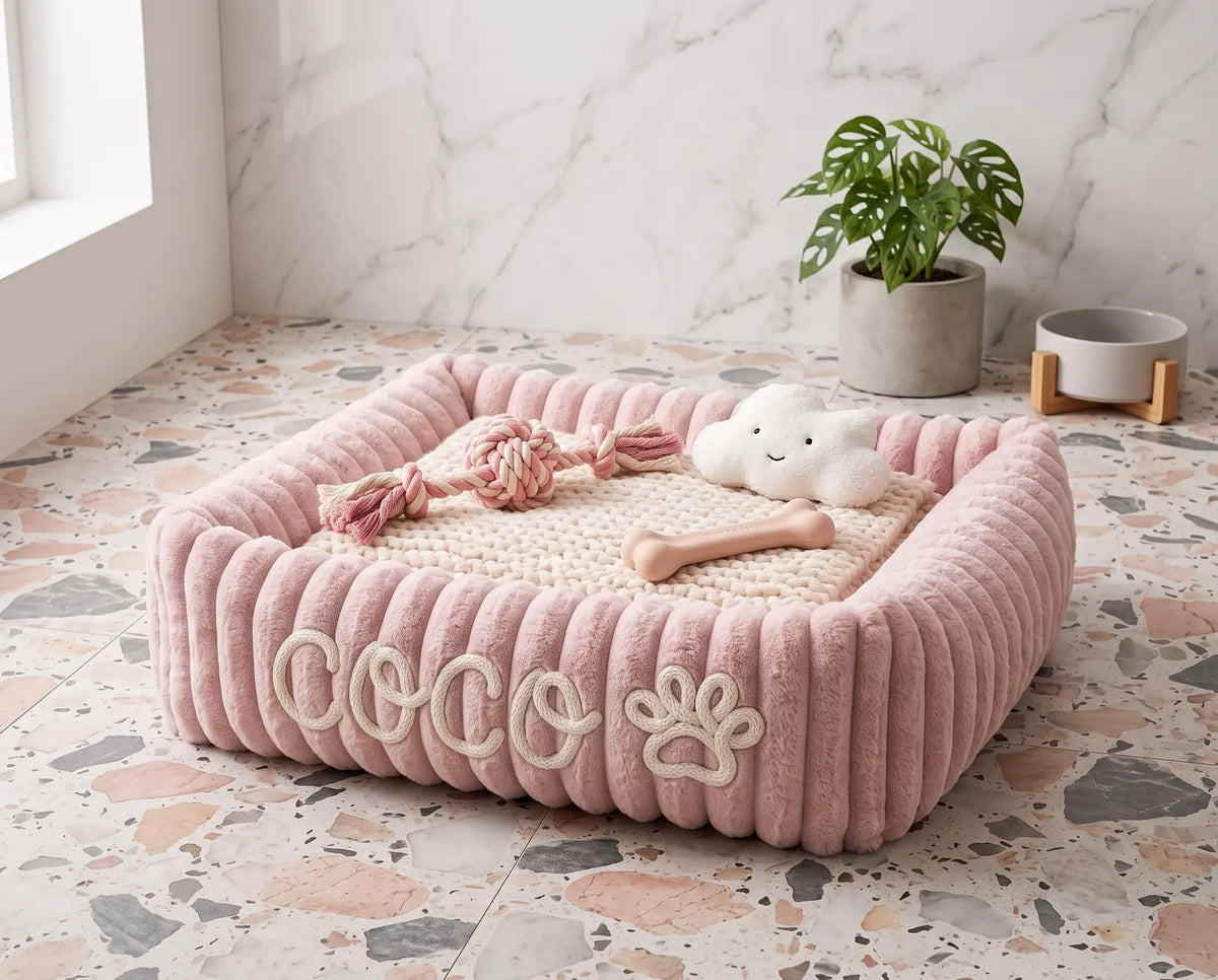Personalized Fluffy Cloud Cat Bed with Soft Bolsters