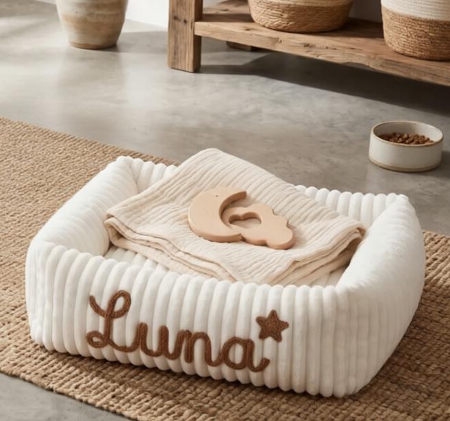 Personalized Fluffy Cloud Cat Bed with Soft Bolsters