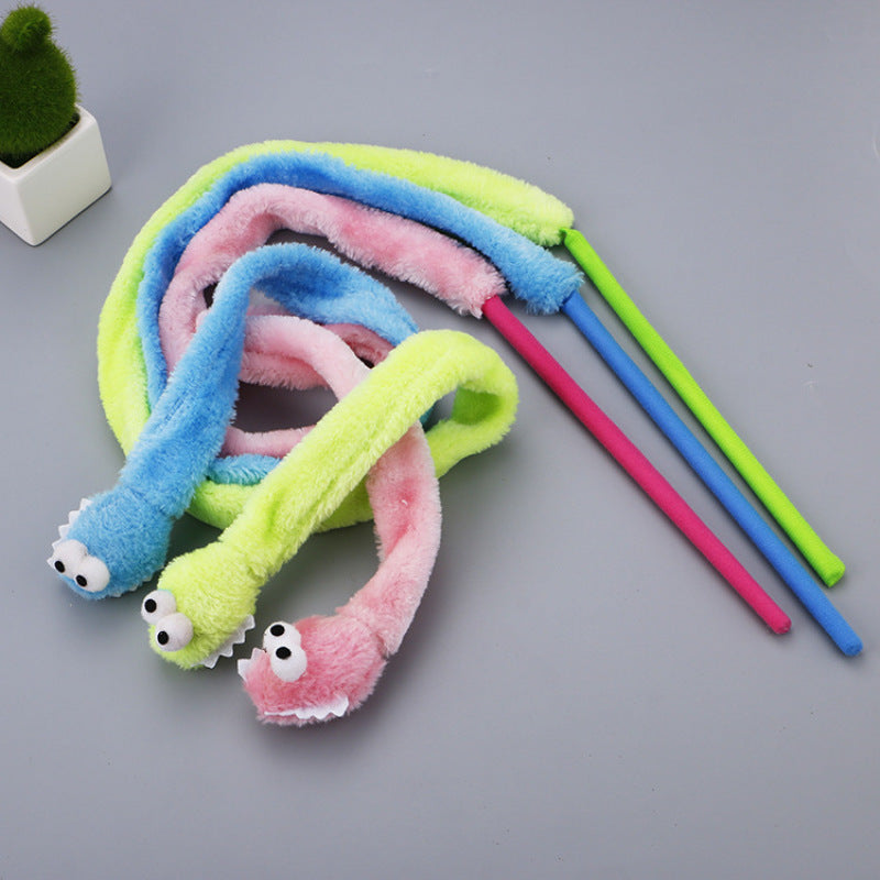 Play Rod Cat Toy Dangling Worm - Interactive Play Rod with Plush Worm for Activ ...