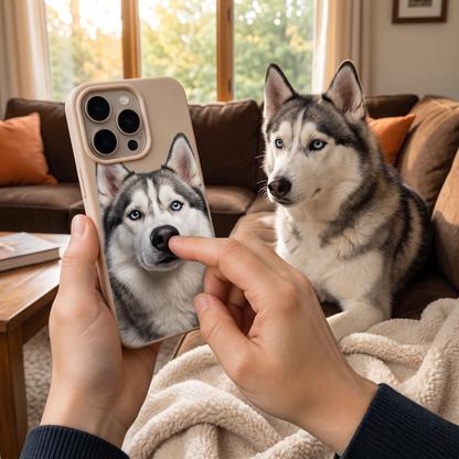 Personalized Pet Photo Phone Case with 3D Squeezable Nose