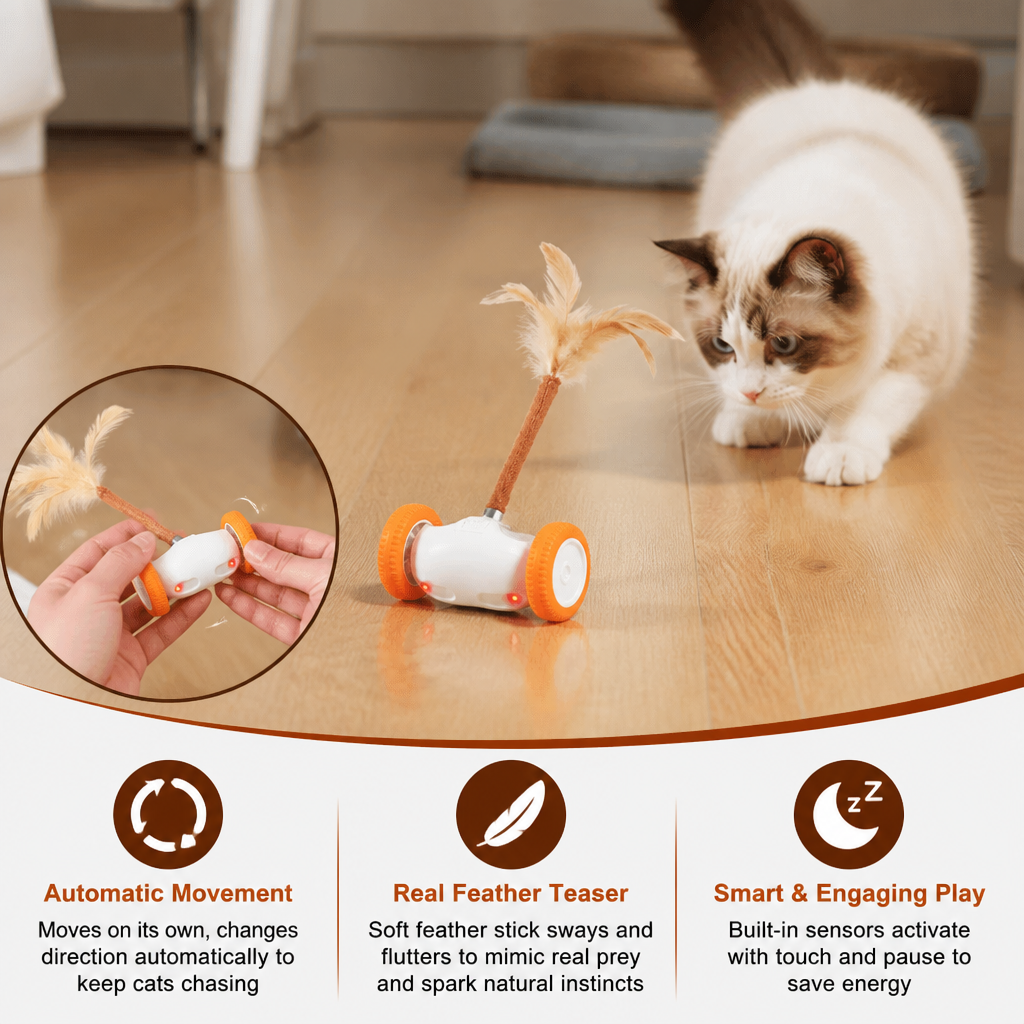 Self-Moving Feather Cat Teaser Toy
