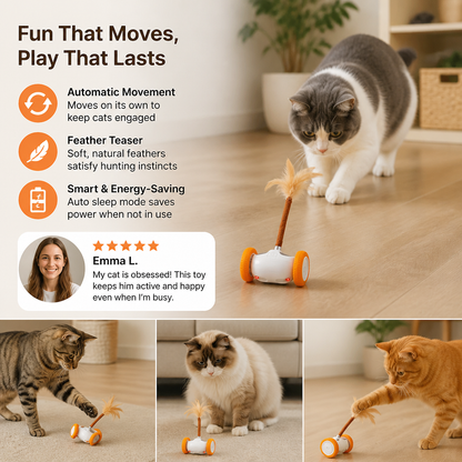 Self-Moving Feather Cat Teaser Toy