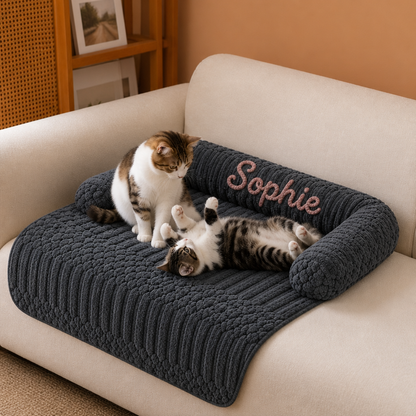 Personalized Fluffy Cat Sofa Bed & Protective Couch Cover