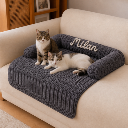 Personalized Fluffy Cat Sofa Bed & Protective Couch Cover