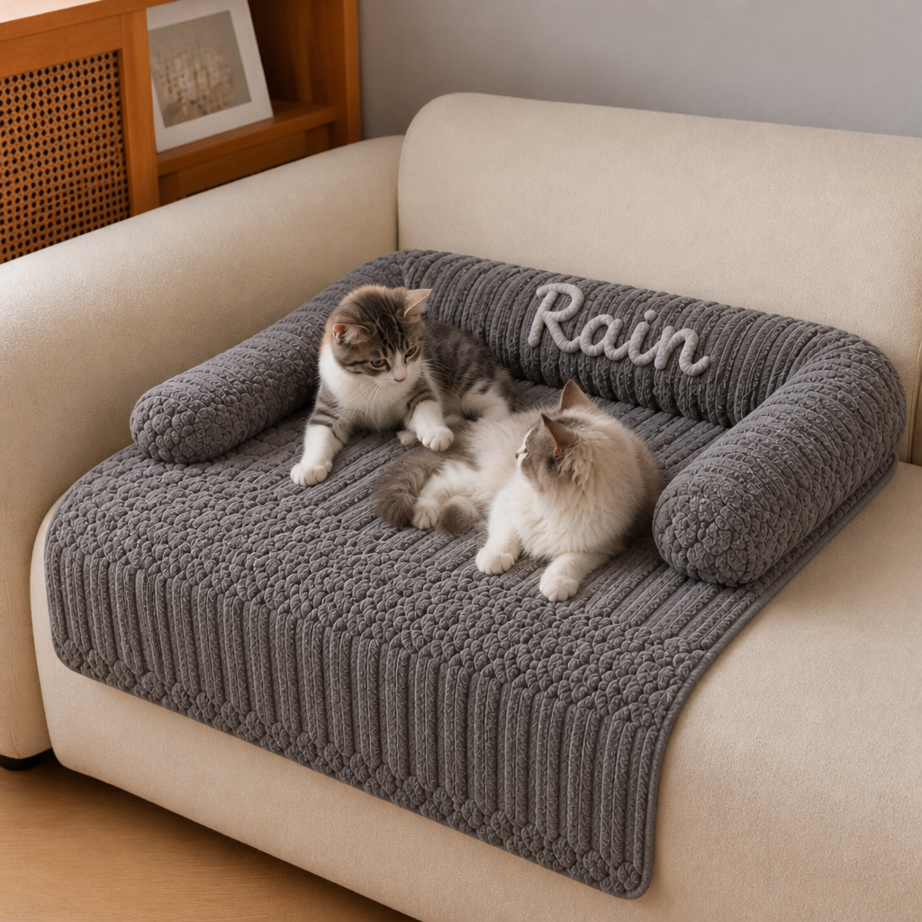Personalized Fluffy Cat Sofa Bed & Protective Couch Cover