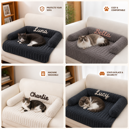 Personalized Fluffy Cat Sofa Bed & Protective Couch Cover