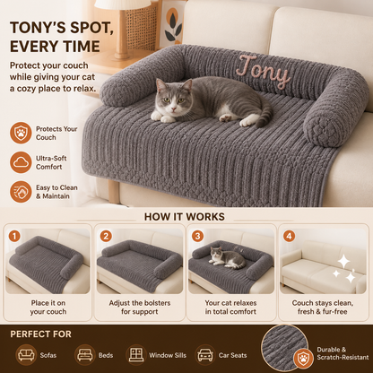 Personalized Fluffy Cat Sofa Bed & Protective Couch Cover