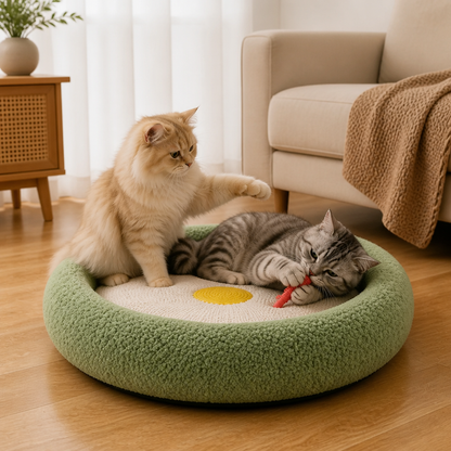 Flower Cat Scratcher Bed – Cozy 2-in-1 Scratching Lounge