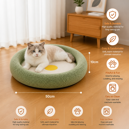 Flower Cat Scratcher Bed – Cozy 2-in-1 Scratching Lounge