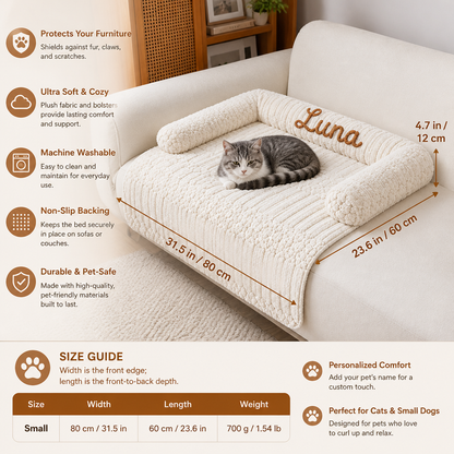Personalized Fluffy Cat Sofa Bed & Protective Couch Cover