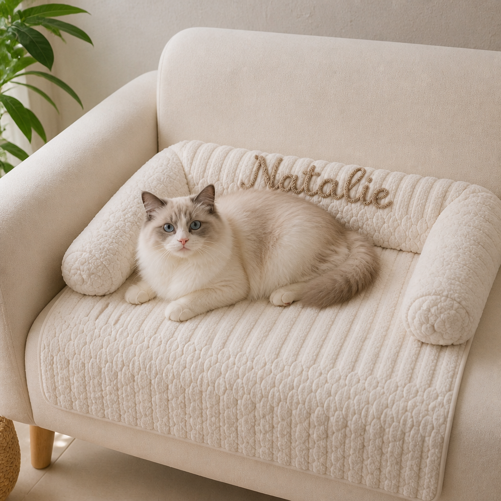 Personalized Fluffy Cat Sofa Bed & Protective Couch Cover
