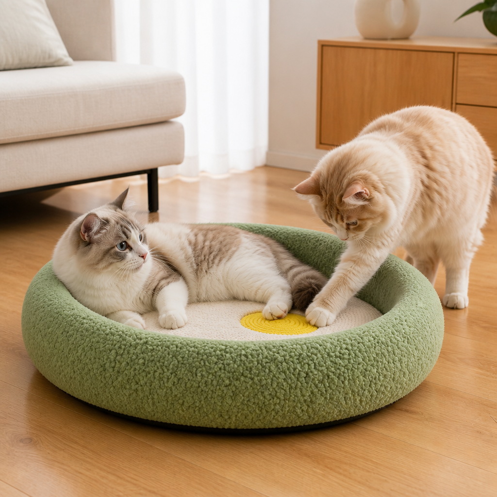 Flower Cat Scratcher Bed – Cozy 2-in-1 Scratching Lounge
