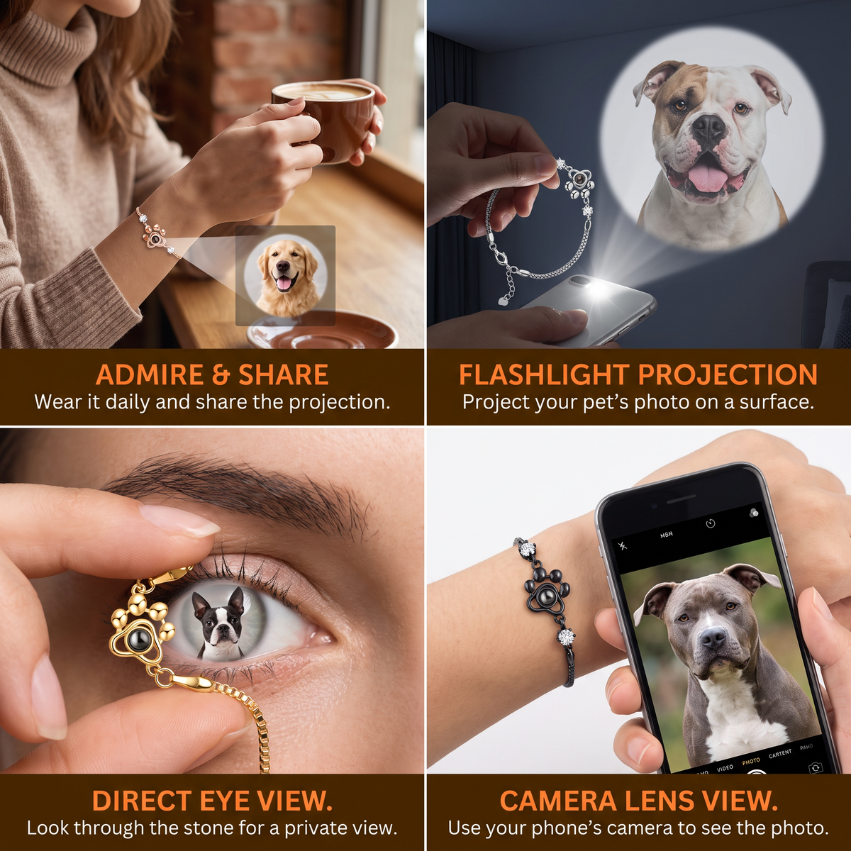 Personalized Paw Photo Projection Keepsake Bracelet