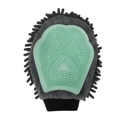 2-in-1 Grooming Glove With Microfiber And Silicone - Gentle Massage And Efficient Hair Removal For Dogs And Cats