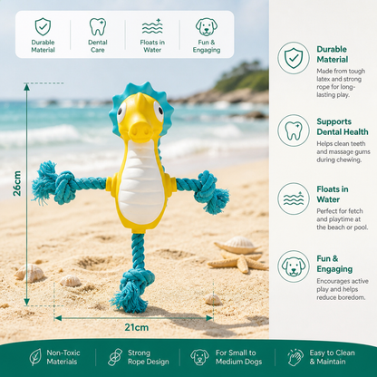 Durable Floating Dental Latex & Rope Dog Toy