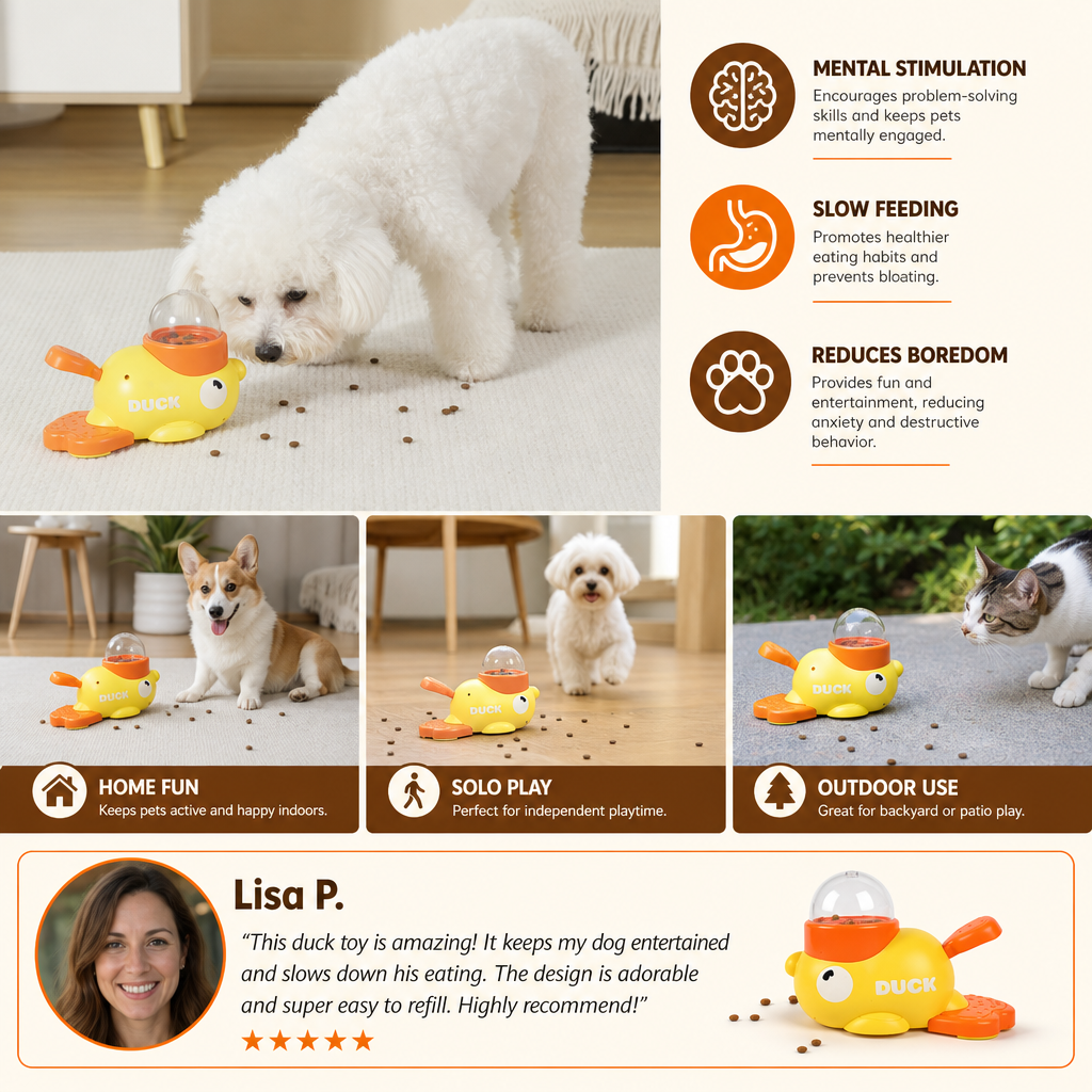 Interactive Pet Puzzle Feeder – Slow Feeding Duck Toy for Dogs & Cats