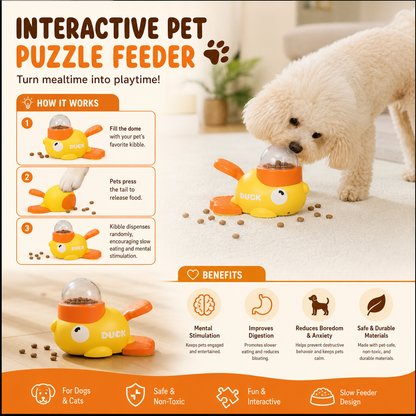 Interactive Pet Puzzle Feeder – Slow Feeding Duck Toy for Dogs & Cats