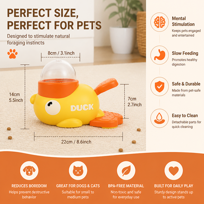 Interactive Pet Puzzle Feeder – Slow Feeding Duck Toy for Dogs & Cats