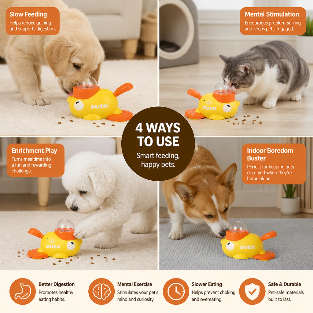 Interactive Pet Puzzle Feeder – Slow Feeding Duck Toy for Dogs & Cats