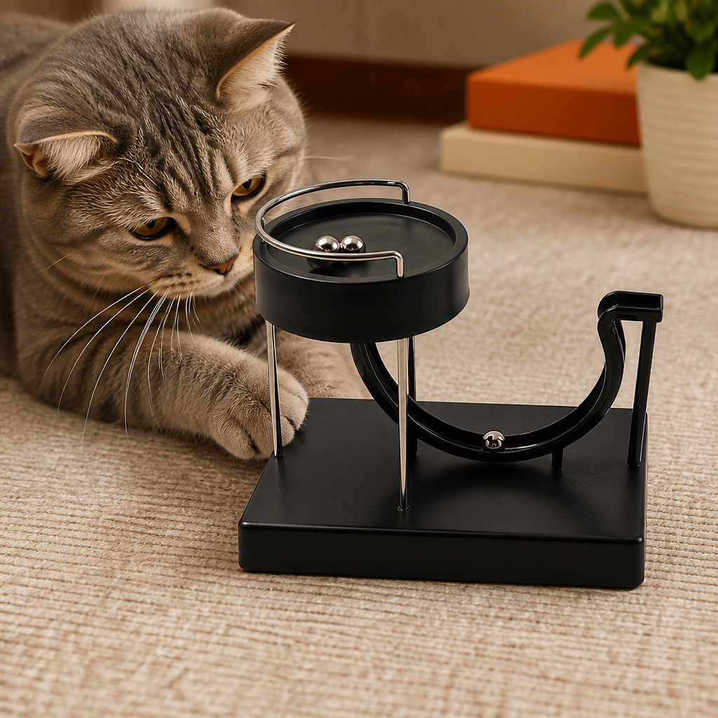 Marble run cat toy for endless fun