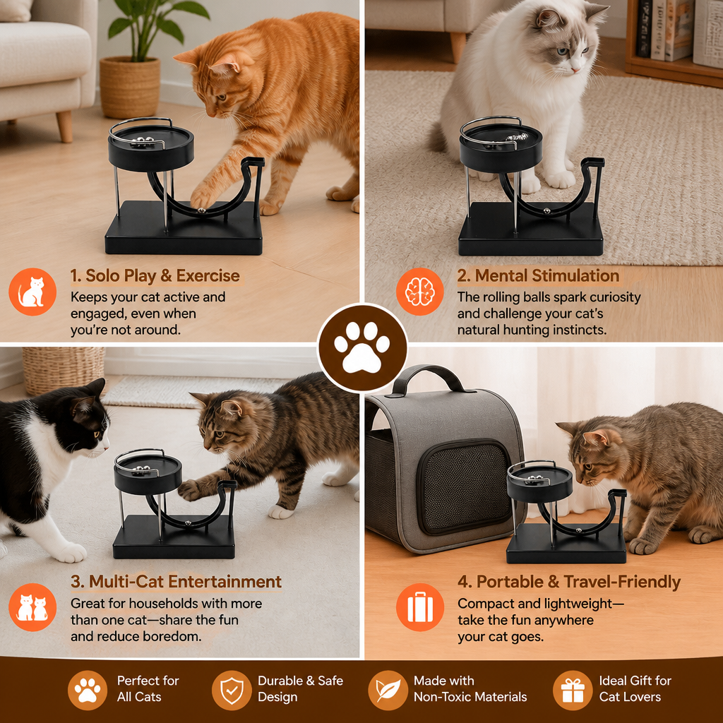 Marble run cat toy for endless fun