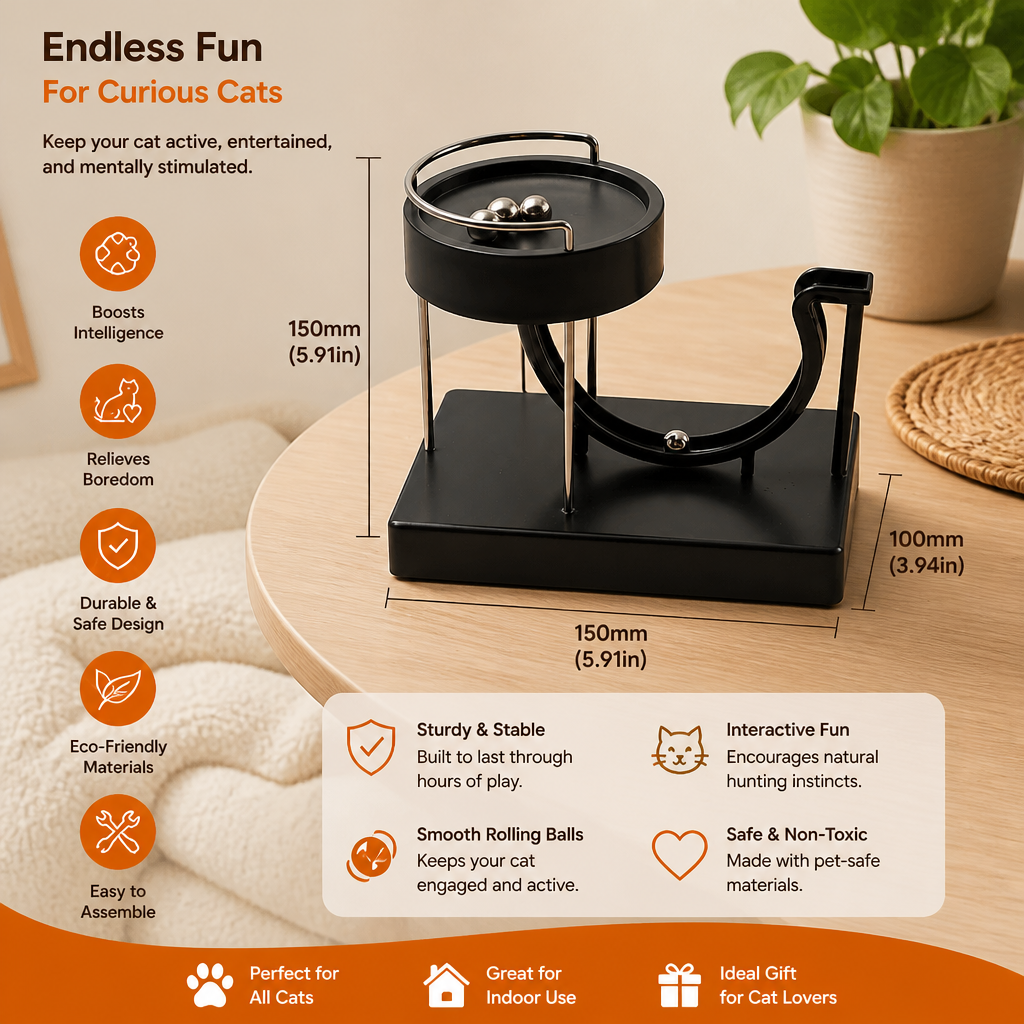 Marble run cat toy for endless fun