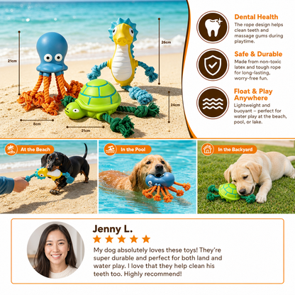 Durable Floating Dental Latex & Rope Dog Toy