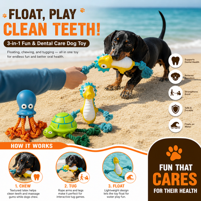 Durable Floating Dental Latex & Rope Dog Toy