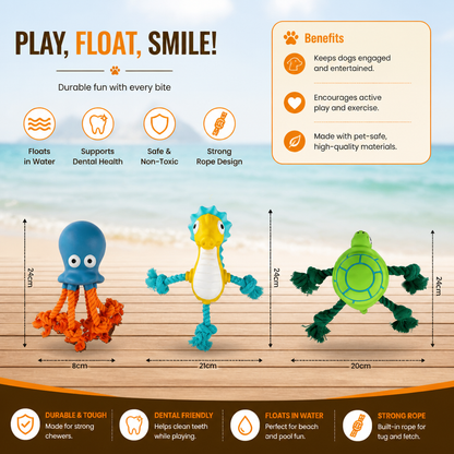 Durable Floating Dental Latex & Rope Dog Toy