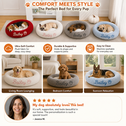 Personalized Round Fluffy Dog Bed