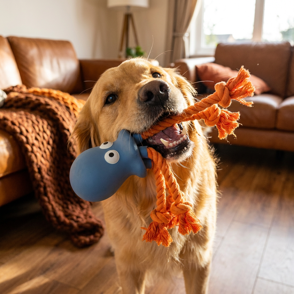 Durable Floating Dental Latex & Rope Dog Toy