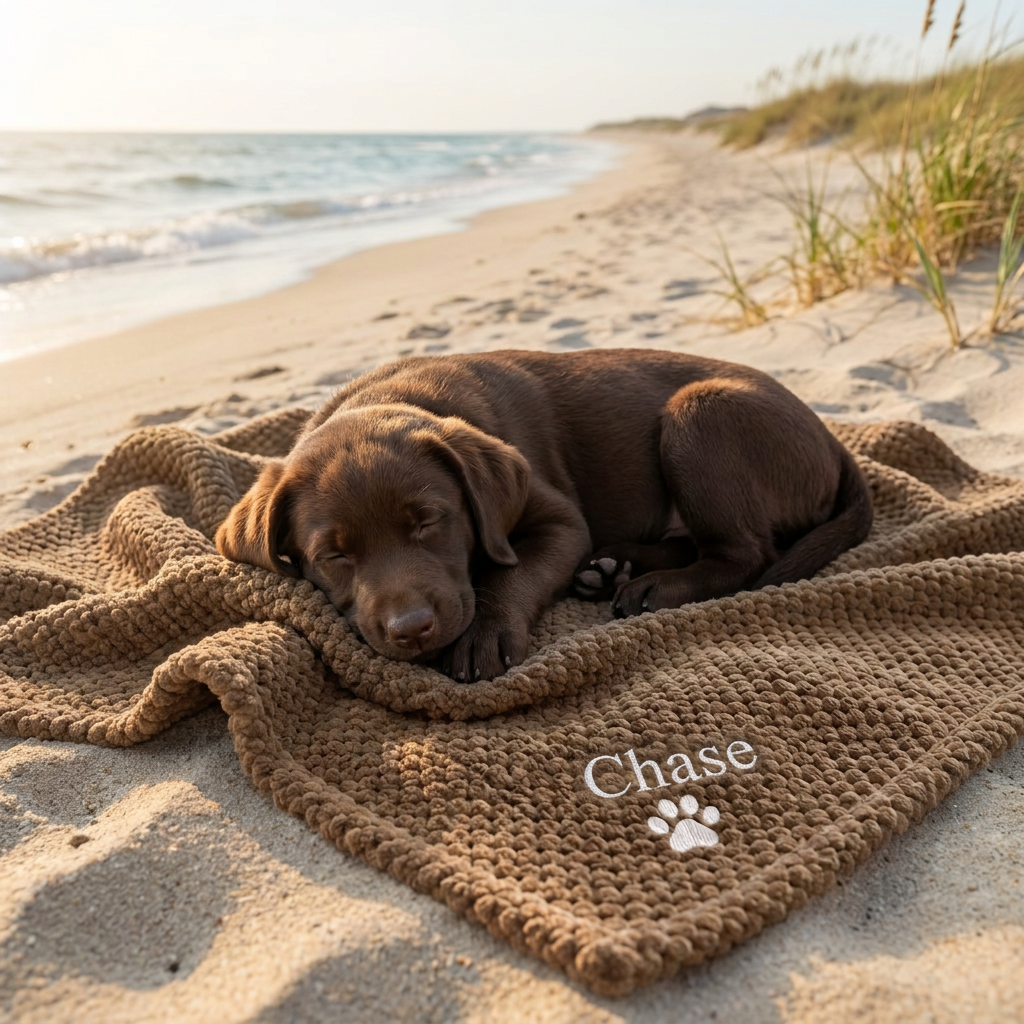 Personalized Fluffy Dog Blanket with Custom Embroidery