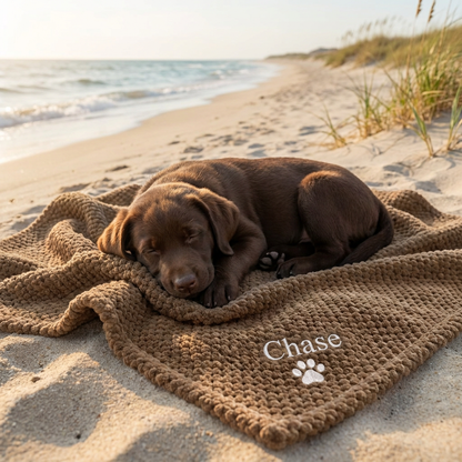 Personalized Fluffy Dog Blanket with Custom Embroidery