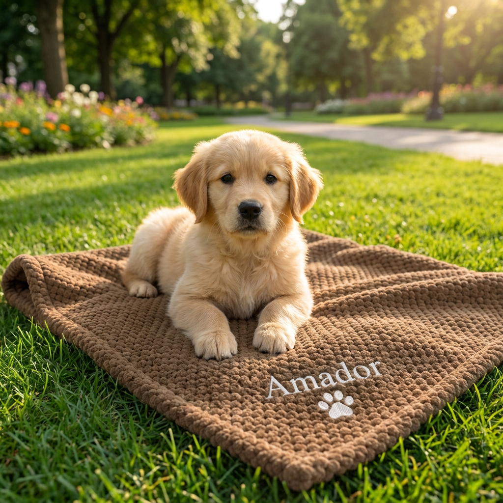Personalized Fluffy Dog Blanket with Custom Embroidery