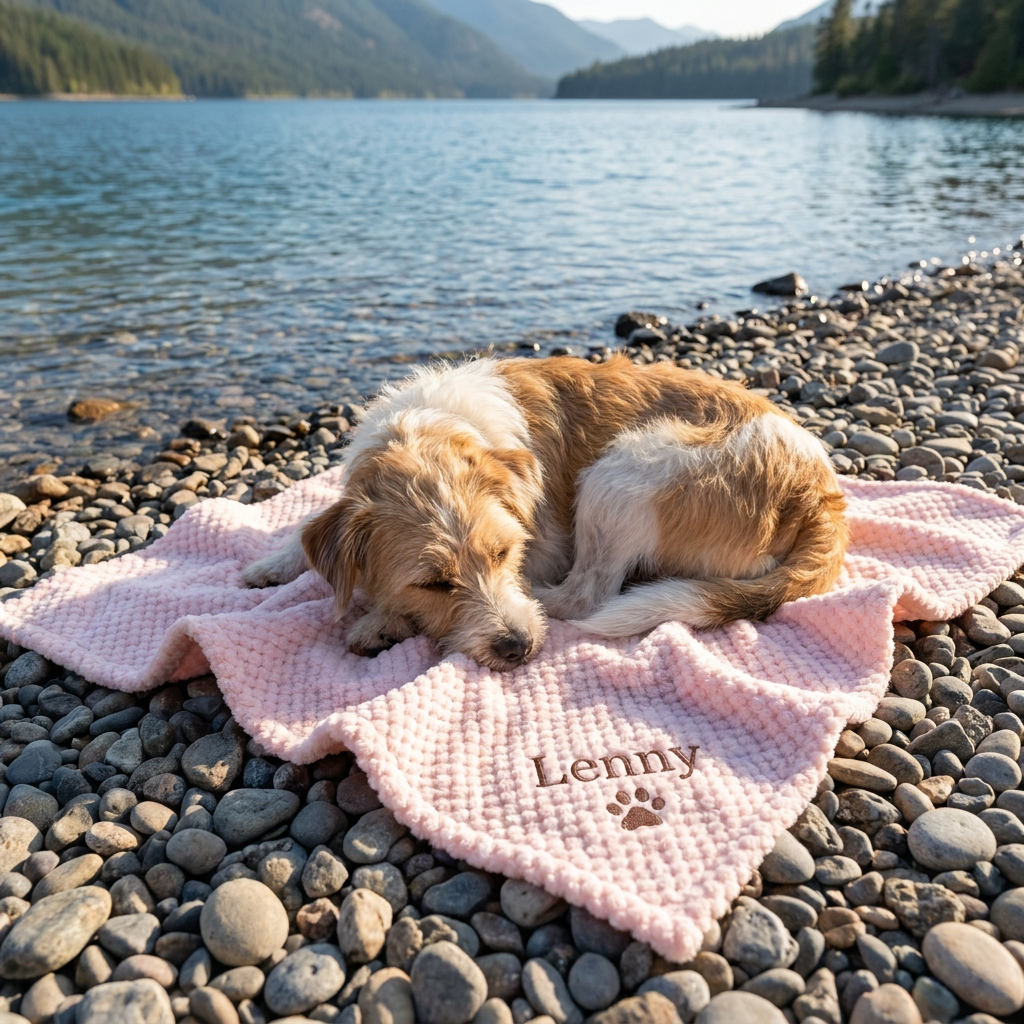 Personalized Fluffy Dog Blanket with Custom Embroidery