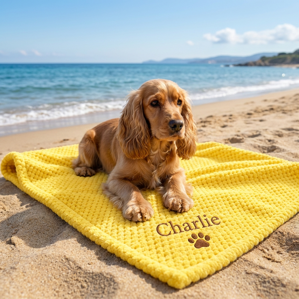 Personalized Fluffy Dog Blanket with Custom Embroidery