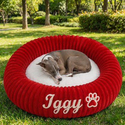 Personalized Round Fluffy Dog Bed