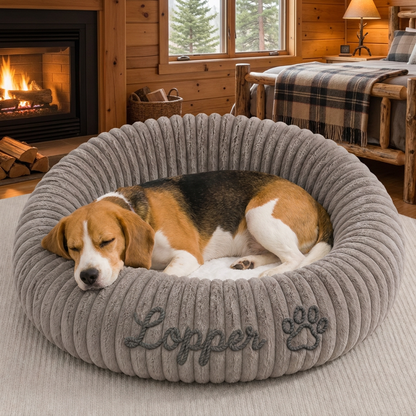 Personalized Round Fluffy Dog Bed