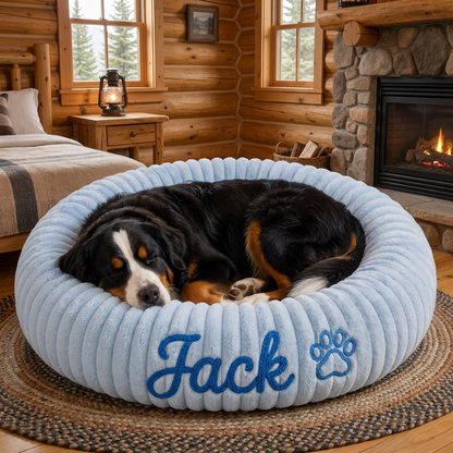 Personalized Round Fluffy Dog Bed