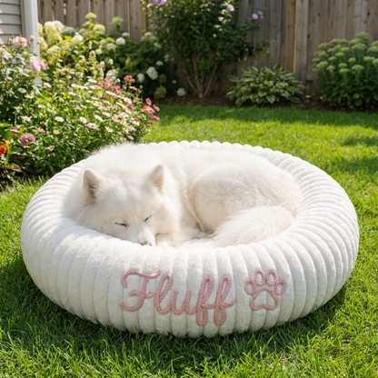 Personalized Round Fluffy Dog Bed