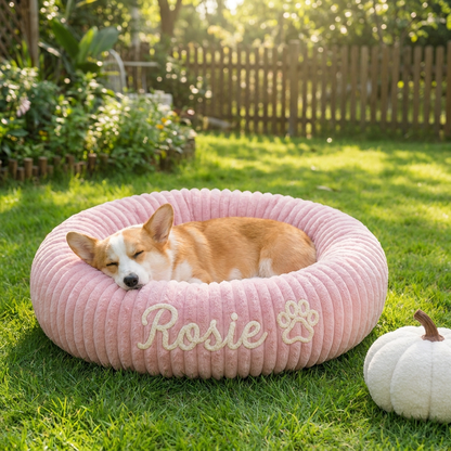 Personalized Round Fluffy Dog Bed