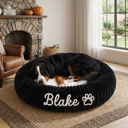Personalized Round Fluffy Dog Bed