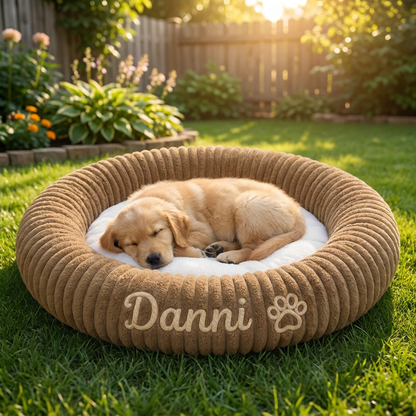 Personalized Round Fluffy Dog Bed