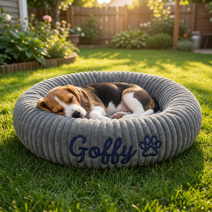 Personalized Round Fluffy Dog Bed