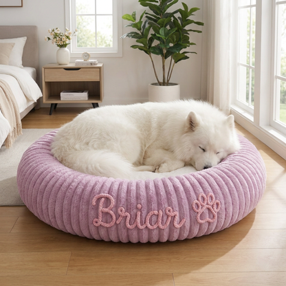 Personalized Round Fluffy Dog Bed